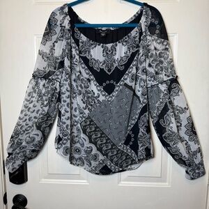 Karen Kane Blouson Sleeve Top Sz M Scoop Neck Made In USA